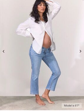 Hatch Light Blue Cropped Maternity Jeans